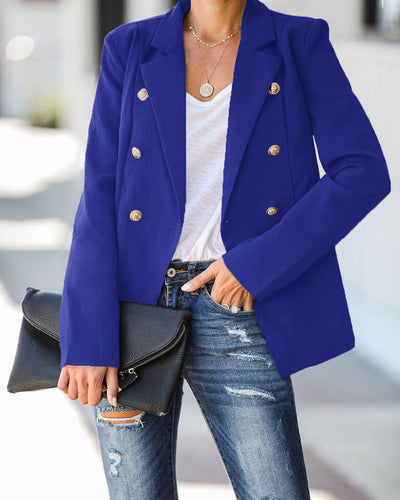 Blazer Clásico de Color Liso con Botones