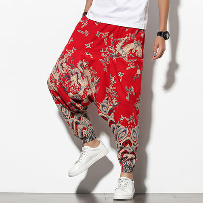 Pantalones Bohemios Anchos de Pierna Suelta con Estampado Floral Elefante para Playa - Image 6