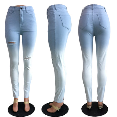 Jeans Rotos Degradado Azul y Blanco - Image 4
