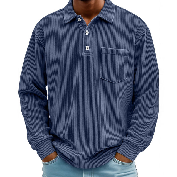 Polo Manga Larga de Pana a Rayas para Hombre