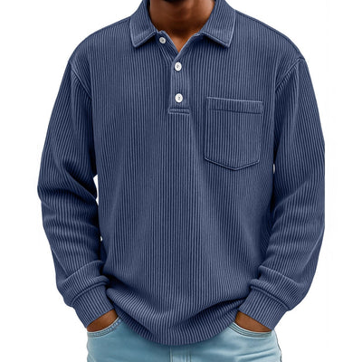 Polo Manga Larga de Pana a Rayas para Hombre