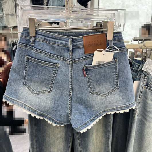 Shorts de Mezclilla Chic con Ribete de Encaje - Image 6