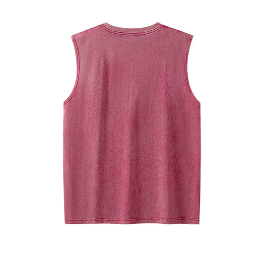Camiseta sin mangas suelta desgastada estilo americano para hombre - Image 17