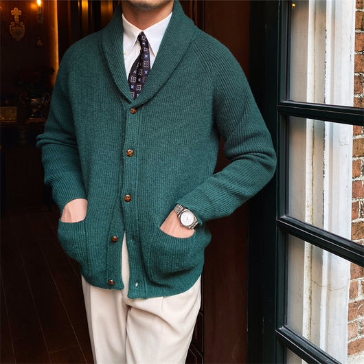 Cardigan Tejido Grueso Vintage para Hombre Estilo Retro - Image 3