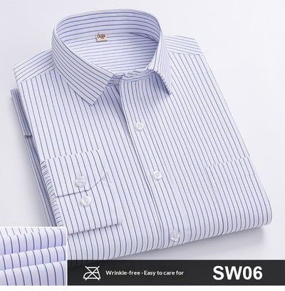 Camisa de Trabajo Manga Larga a Rayas Azules para Hombre - Image 28