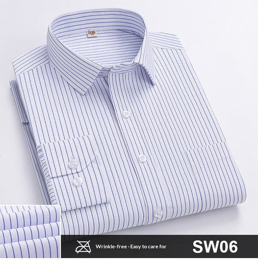 Camisa de Trabajo Manga Larga a Rayas Azules para Hombre - Image 28