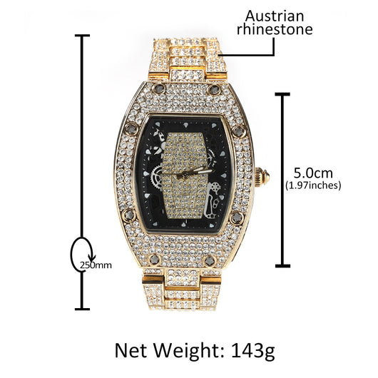 Reloj de Cuarzo Hip Hop Diseño Minimalista con Diamantes a Juego - Image 3