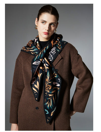Chal Triangular Jacquard Hojas de Otoño Estilo Europeo - Image 9