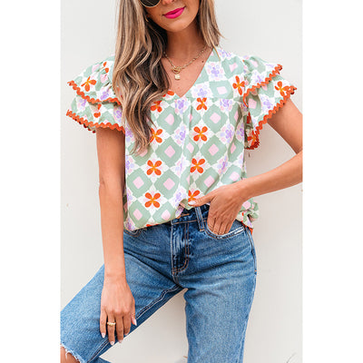 Blusa Chifón Estampado Geométrico Multicolor para Mujer - Image 2
