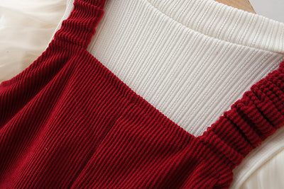 Falda Suspender de Pana con Moño para Niña - Conjunto de Manga Larga - Image 26