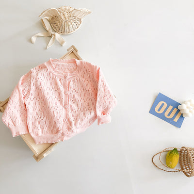 Cardigan Tejido para Niña con Detalles Calados y Manga Larga - Image 5