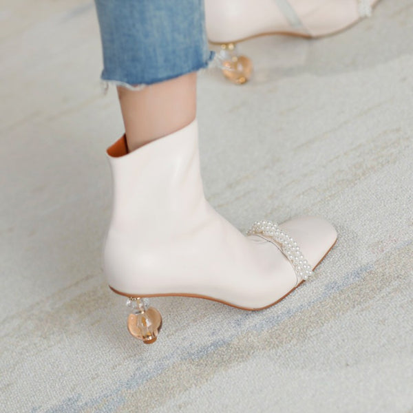 Botas Martin de Tacón Alto para Mujer con Perla - Botines Elegantes de Diseño Sofisticado - Image 3