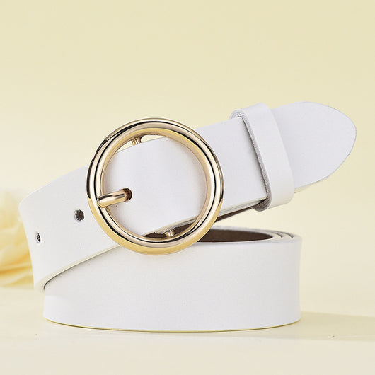 Cinturón de Cuero para Mujer con Hebilla Redonda Versátil - Image 10