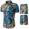 Conjunto Casual Étnico para Hombre - Camisa Floral de Manga Corta con Shorts