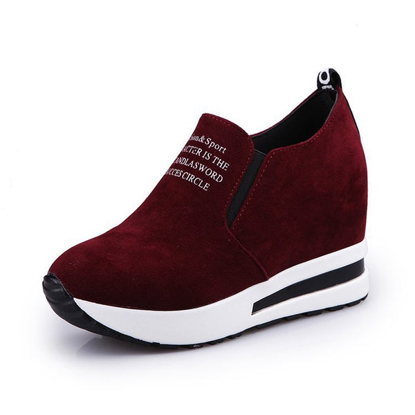 Zapatos de Ante con Punta Redonda y Plataforma Elevada
