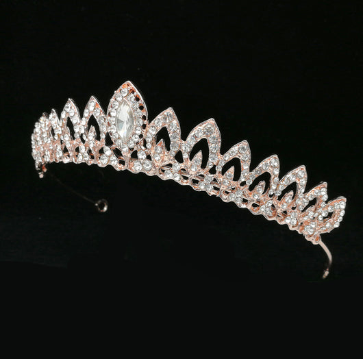 Diadema de Novia con Cristales Ojo de Caballo - Joyería Nupcial Europea y Americana