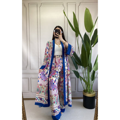 Conjunto Elegante de Camisa Estampada y Pantalón Ancho - Image 8