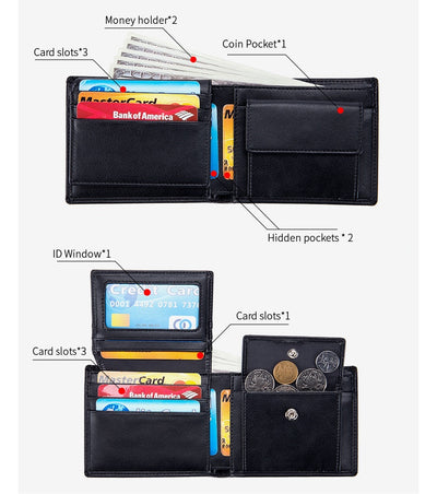 Billetera Trifold de Cuero Genuino para Hombre - Multifuncional - Image 13