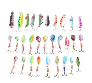 Set de 30 Señuelos Giratorios y Cucharillas 3-7g para Pesca