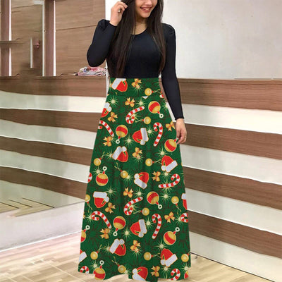 Conjunto de Falda Larga con Estampado Navideño Europeo y Americano - Image 17