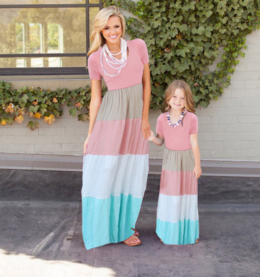 Vestido a Rayas para Mamá e Hija - Estilo Combinado