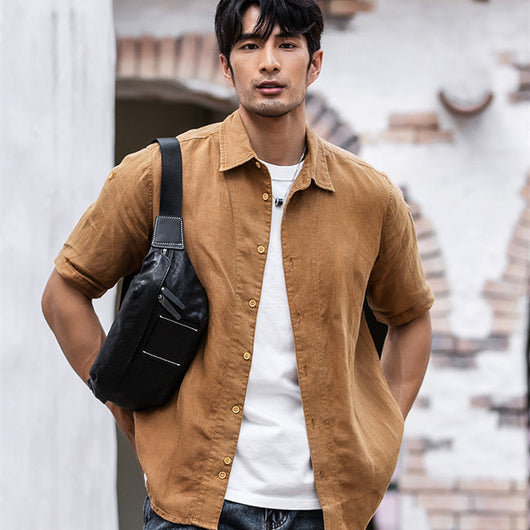 Bolsa Crossbody de Cuero Genuino Tide - Estilo Casual para Hombre
