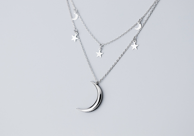 Cadena Clavícula Luna con Diamantes Negros - Image 5