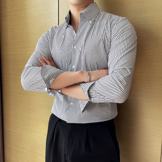Camisa Manga Larga a Rayas para Hombre Otoño Invierno