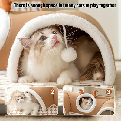 Túnel Cama para Gatos con Juguetes - Casa Cueva Plegable y Lavable - Image 8