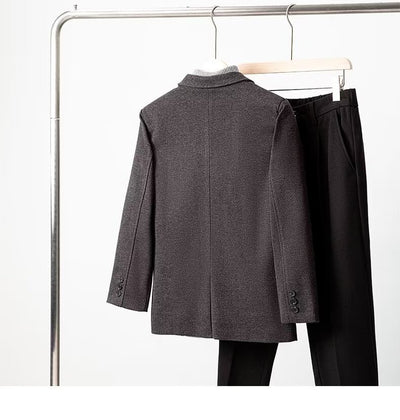 Blazer de Lana Suelta Gris Oscuro para Hombre - Elegancia Casual Profesional - Image 11