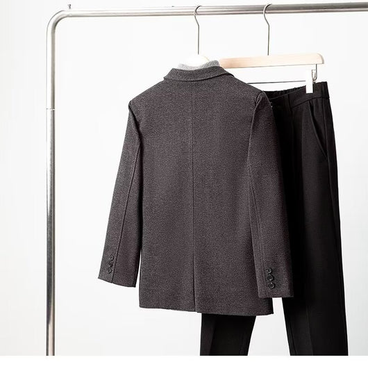 Blazer de Lana Suelta Gris Oscuro para Hombre - Elegancia Casual Profesional - Image 11