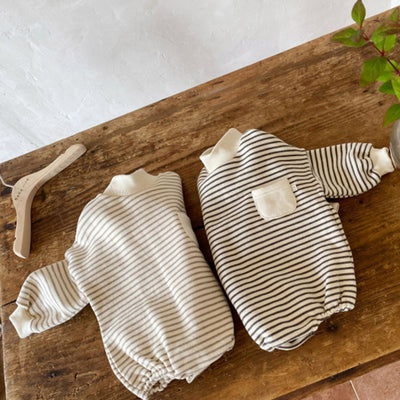 Suéter Tipo Romper de Rayas con Cuello Alto - Diseño Holgado y Casual - Image 9
