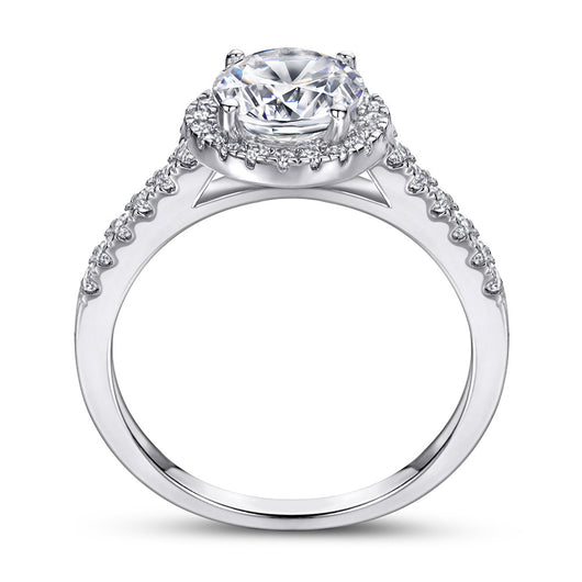 Anillo de Plata S925 Baño de Oro Blanco 18K Propuesta Matrimonial Elegante - Image 9