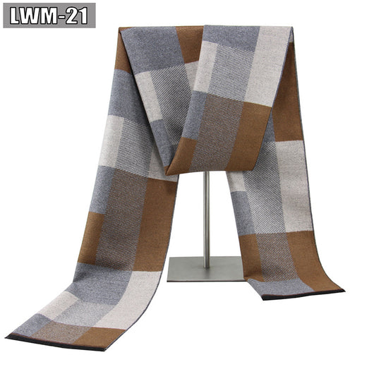 Bufanda de Cachemira Cuadros Hombre Estilo Europeo para Otoño e Invierno - Image 25