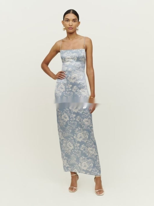 Vestido Maxi de Seda con Estampado Floral, Abertura Lateral y Cintura Ajustable - Image 8