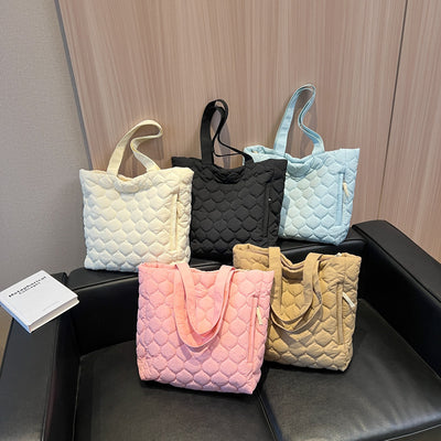 Bolso Tote Acolchado de Algodón con Diseño Rombo - Image 8