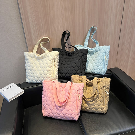 Bolso Tote Acolchado de Algodón con Diseño Rombo - Image 8