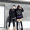 Suéter Oversize Hip Hop Unisex - Diseño de Dos Piezas con Estampado Urbano Negro