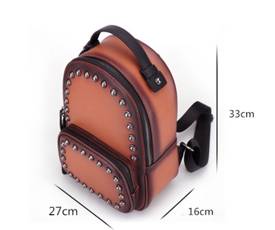 Mochila Casual de Cuero Genuino con Remaches para Mujer - Image 6