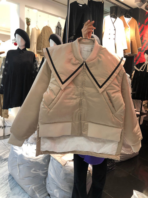 Chaqueta de Algodón Manga Larga con Cuello Marino