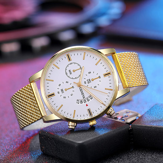 Reloj Hombre Tres Subdiales Seis Agujas Calendario Cuarzo Casual Ejecutivo - Image 3