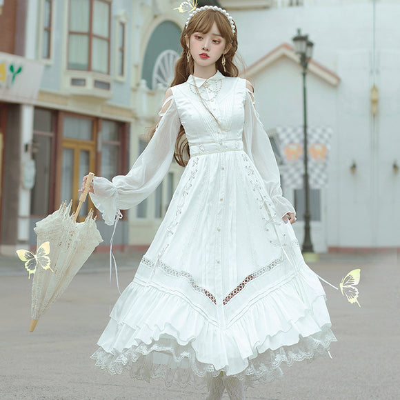 Vestido Lolita Primavera Elegante - Diseño Clásico Pure Color Largo