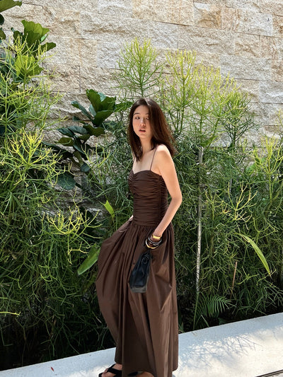 Vestido Plisado de Algodón con Escote V y Cintura Ajustable - Image 2