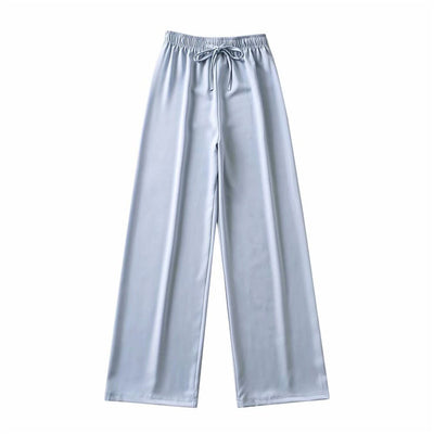 Pantalón Ancho de Cintura Alta Elástico con Drapeado - Elegancia Casual para Mujer - Image 5