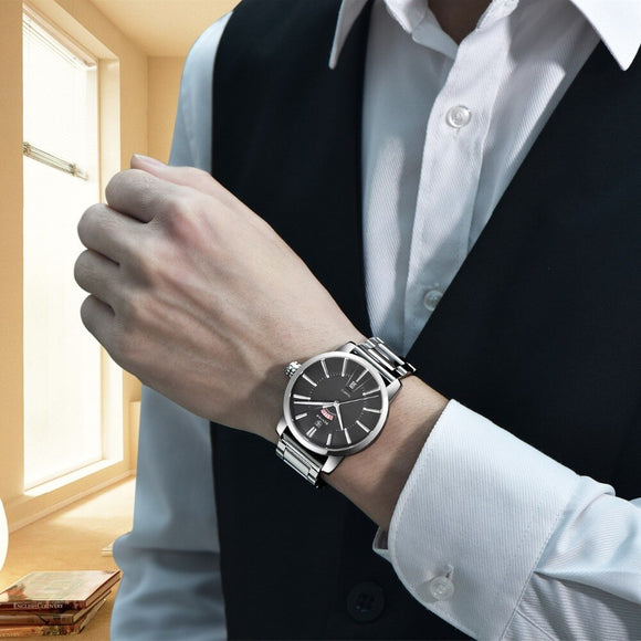 Reloj Deportivo Binya Fashion con Correa de Acero Inoxidable Resistente al Agua