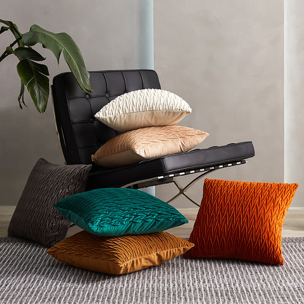 Funda de Almohada Terciopelo Holanda Geometría Sólida para Sofá y Mesita