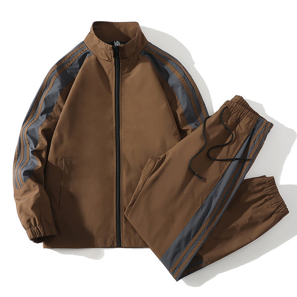 Conjunto Deportivo Casual de 2 Piezas con Cuello Mao para Hombre