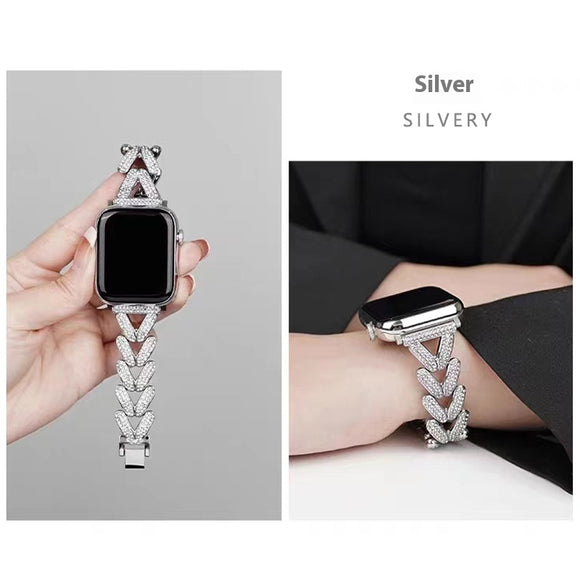 Correa Metálica V-Shape con Diamantes Incrustados