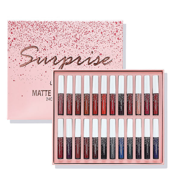Set de 24 Labiales Líquidos Mate Resistentes al Agua
