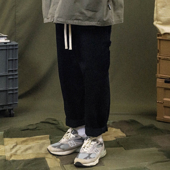 Pantalones Hombre Cintura Alta Pierna Ancha con Detalles Contrastantes